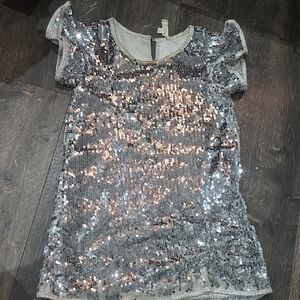 Sparkling Silver Sequin Kids Top
